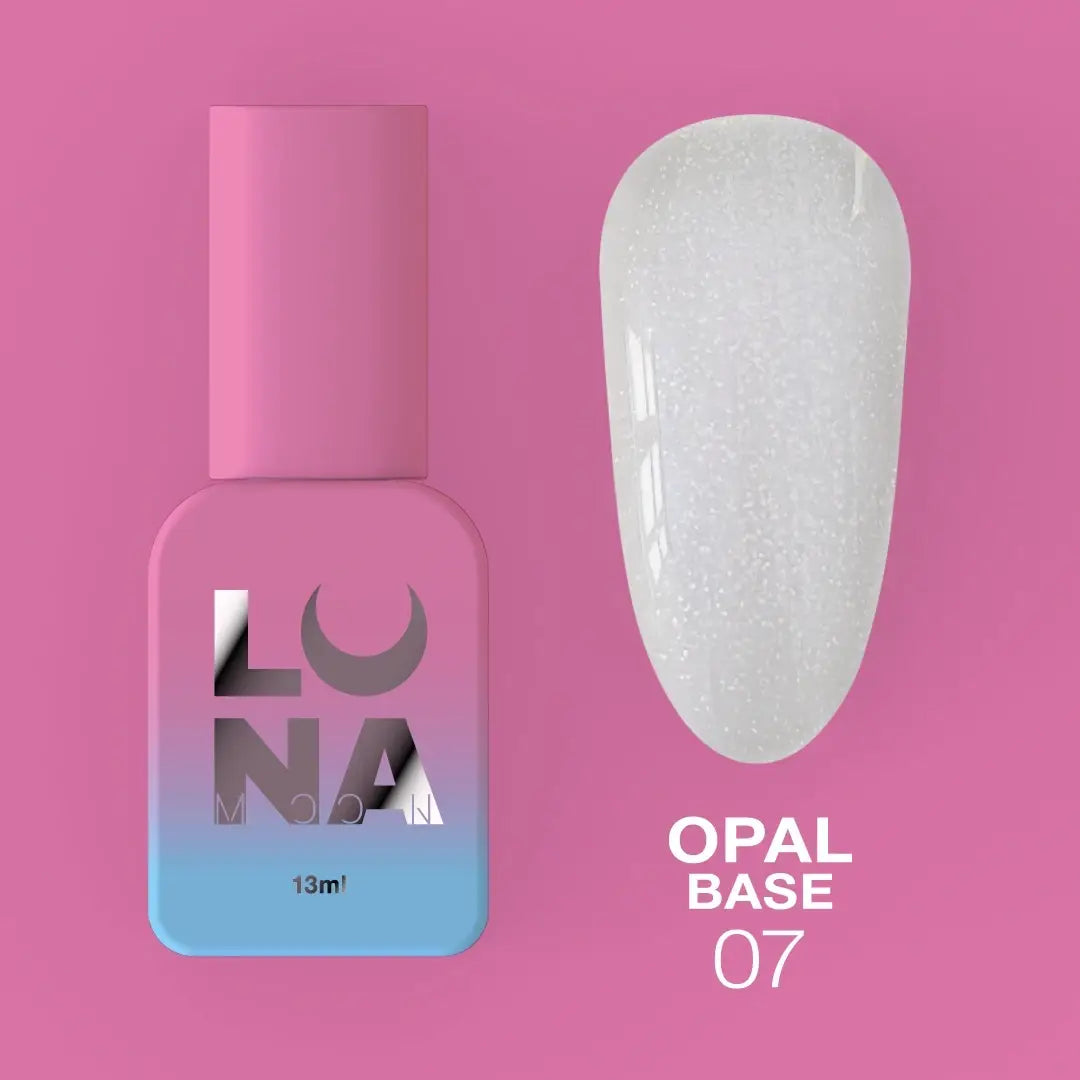 Luna Opal Base #7 sparkling nail base gel for salon manicure 13ml