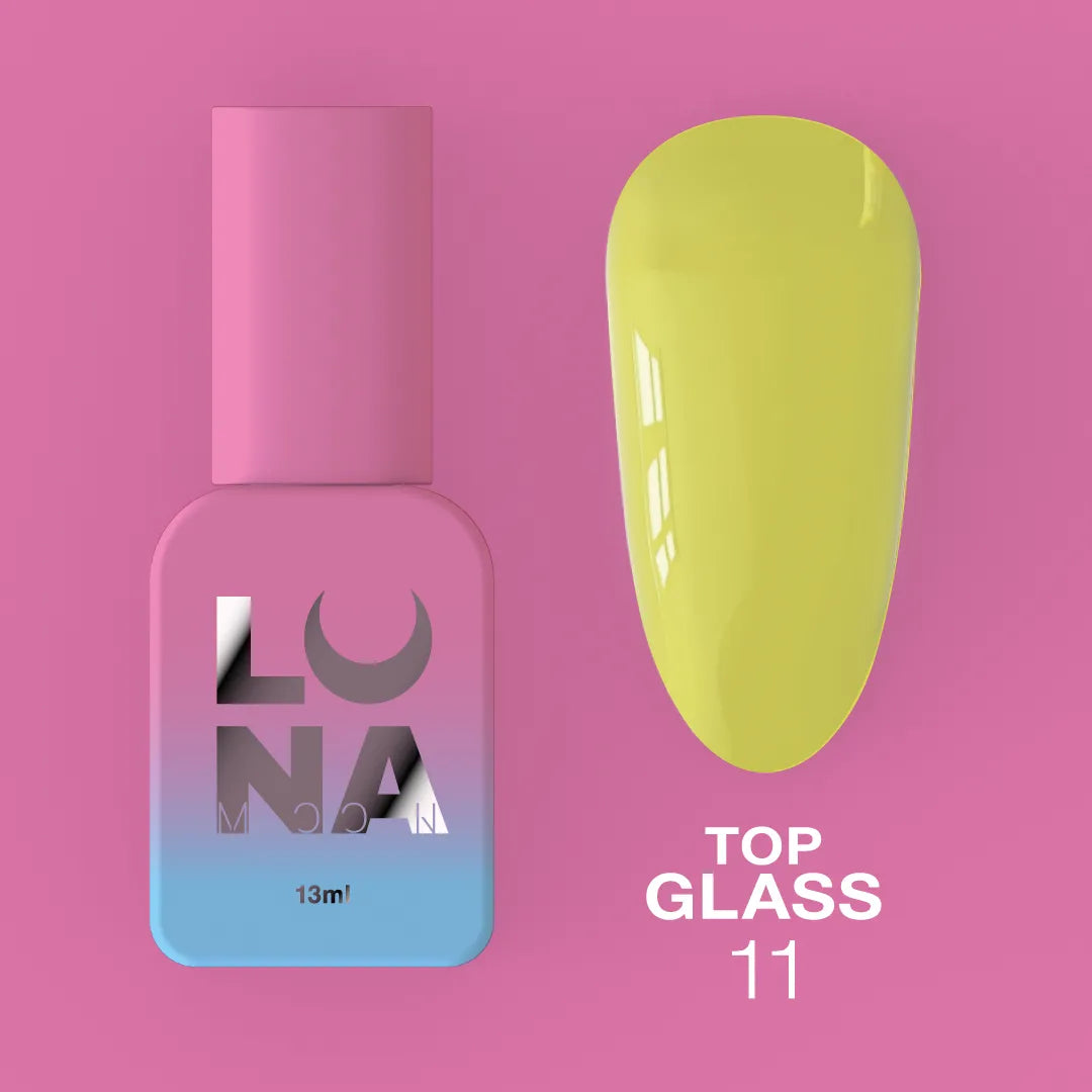 LUNAmoon Top Glass #11 yellow gel top coat bottle, 13ml