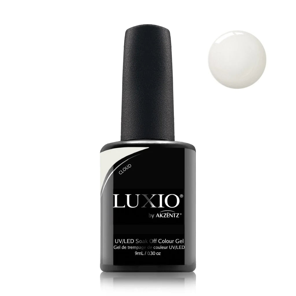 9ml — Luxio Cloud Gel Polish — closed bottle, shimmery white with beige undertone