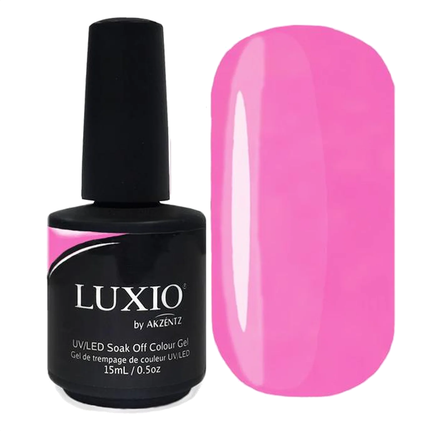 9ml — Luxio Delightful Gel Polish — closed bottle, vibrant cool pink
