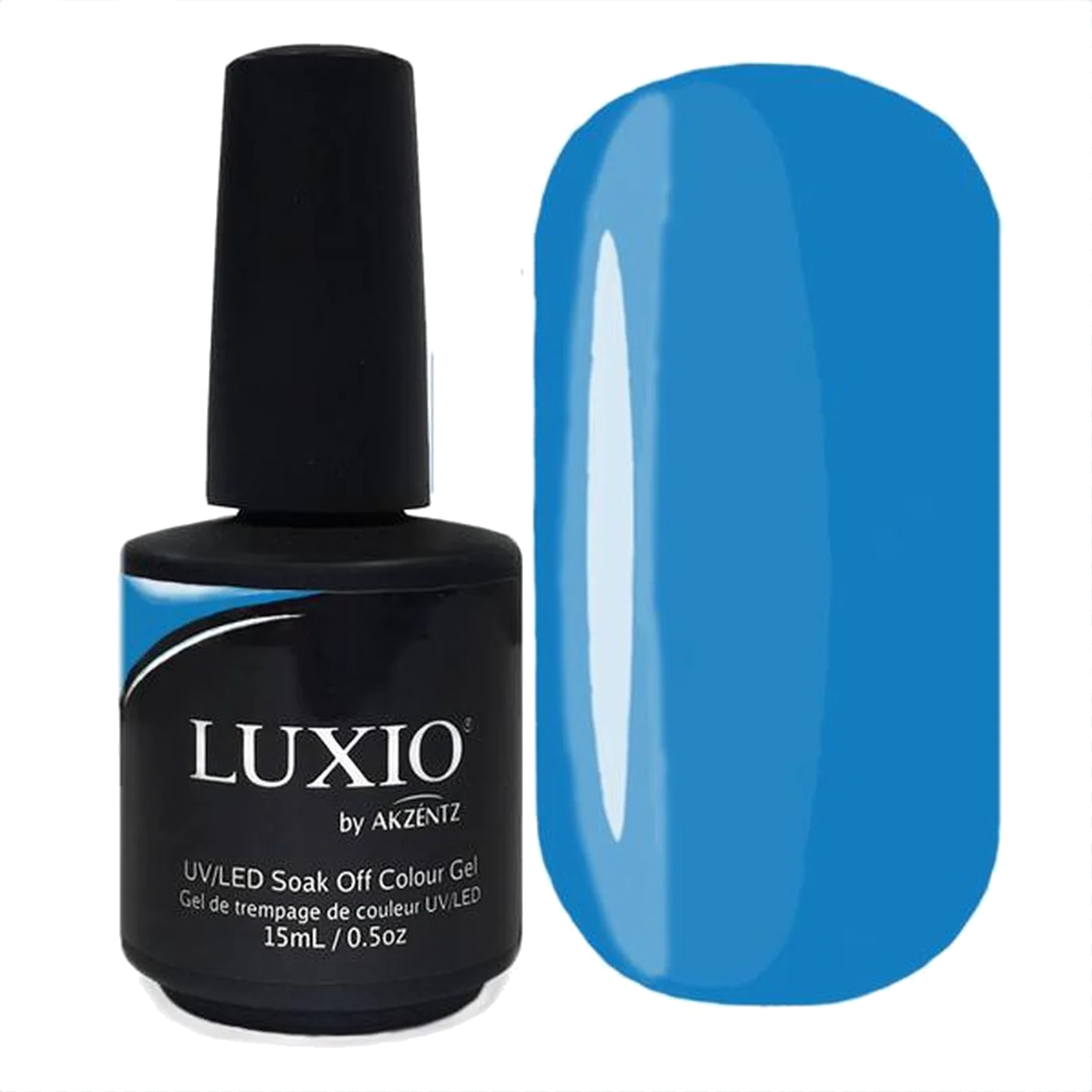 15ml — Luxio Fanfare Gel Polish — bottle paired with a Luxio top coat