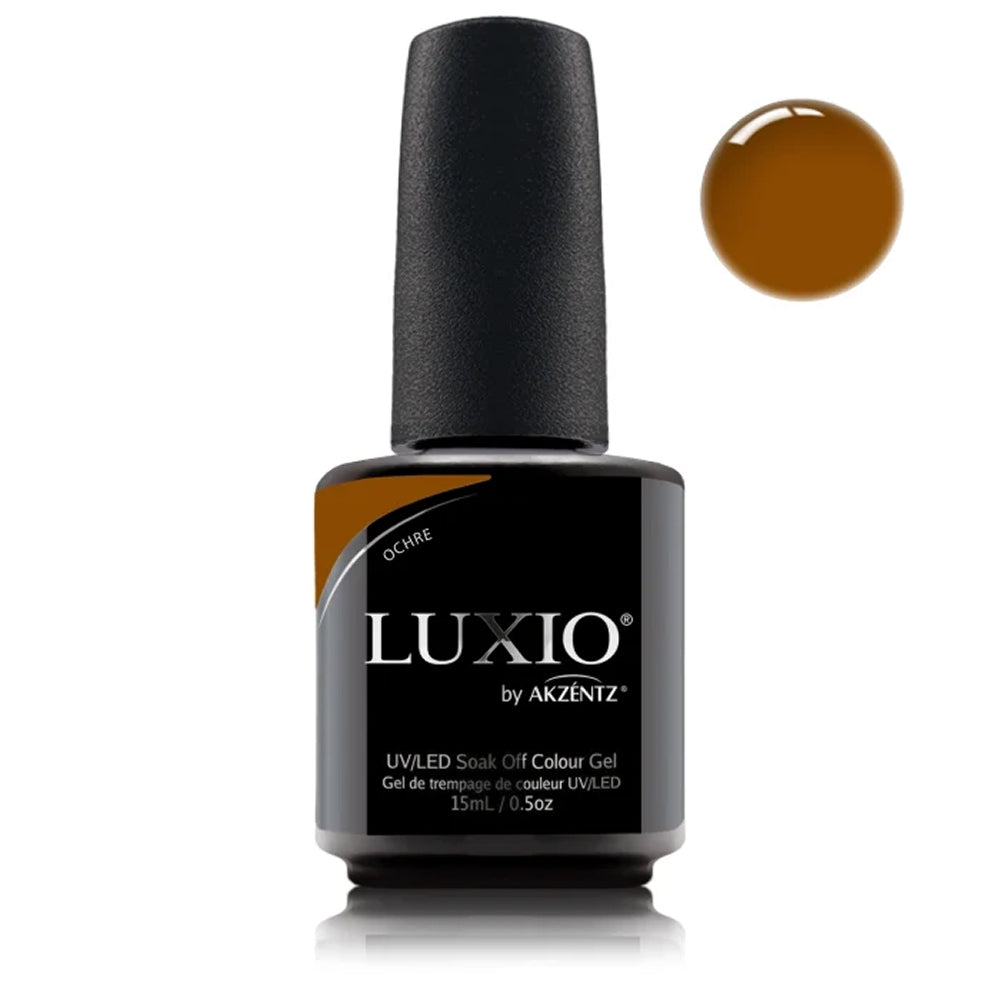 Luxio Ochre Gel Polish — full manicure, warm golden coverage