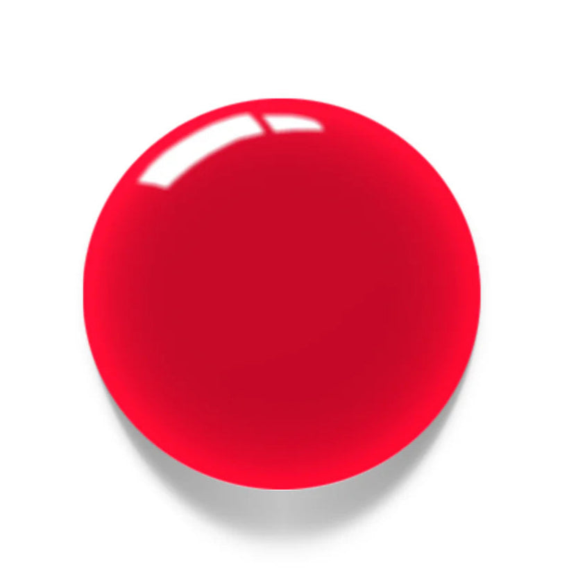 Luxio Glitch Opaque Gel Polish — swatch on nail tip, vivid cool red finish