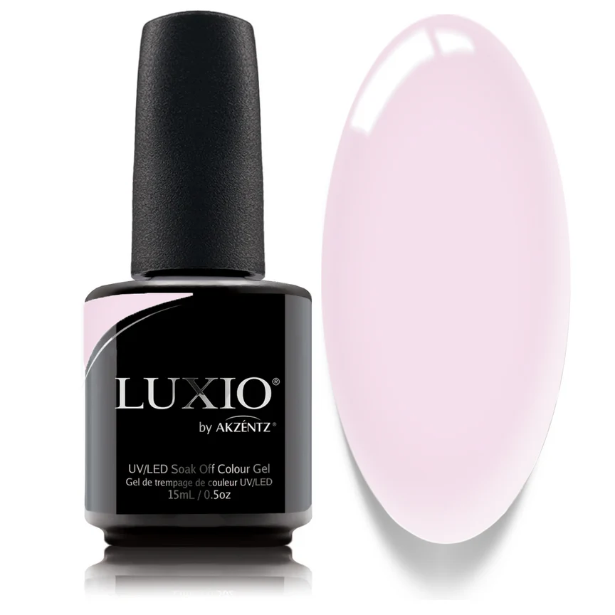 15ml — Luxio Grace Gel Polish — swatch on nail tip, sheer elegant pink finish