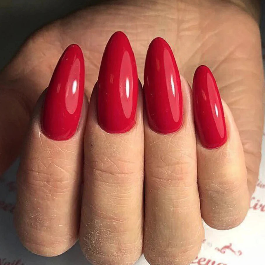 Luxio Vintage Gel Polish — open bottle with brush, red gel