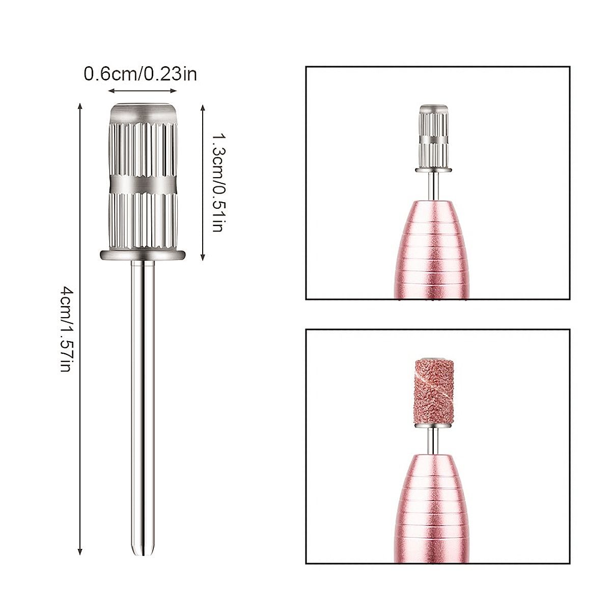 Mandrel bit dimensions: 0.6 cm head diameter, 1.3 cm head height, 4 cm total length