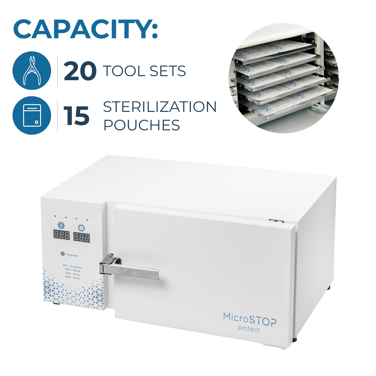 MicroStop Protect Dry Heat Sterilizer - 20-Set Capacity