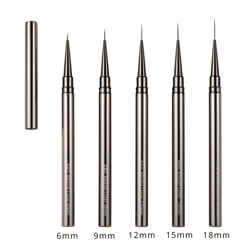 Liner brush set, 5pcs, for nail art in sizes 6 to 18 mm