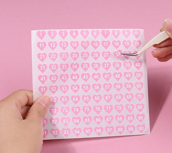 Nail Number Stickers for Gel Polish and Swatches, 2pcs (1–100)