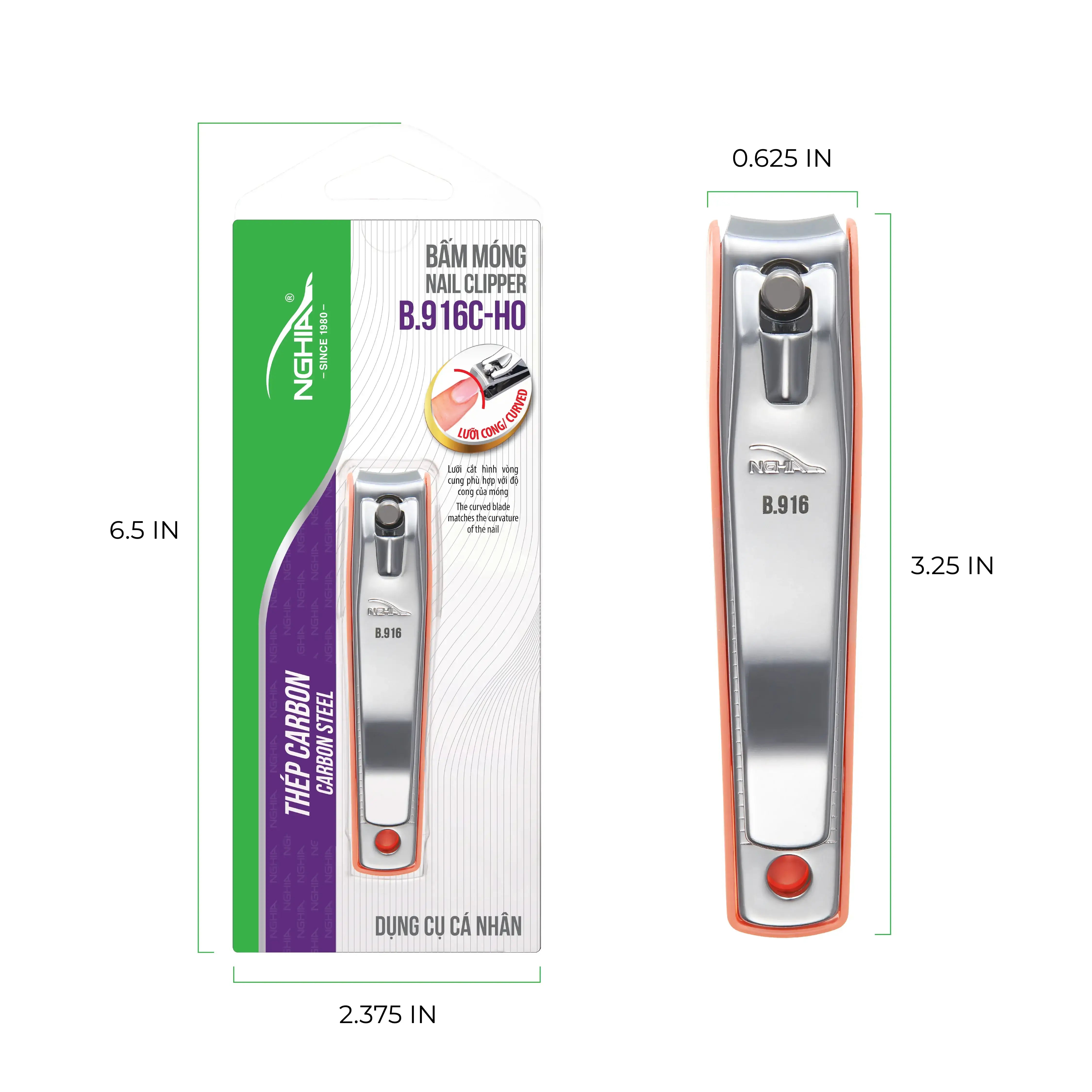 Nghia B-916W Large Nail Clipper with straight blade design for precise nail trimming