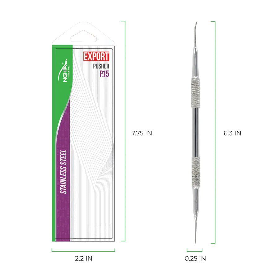 Nghia P-15 double-ended stainless steel nail cuticle pusher