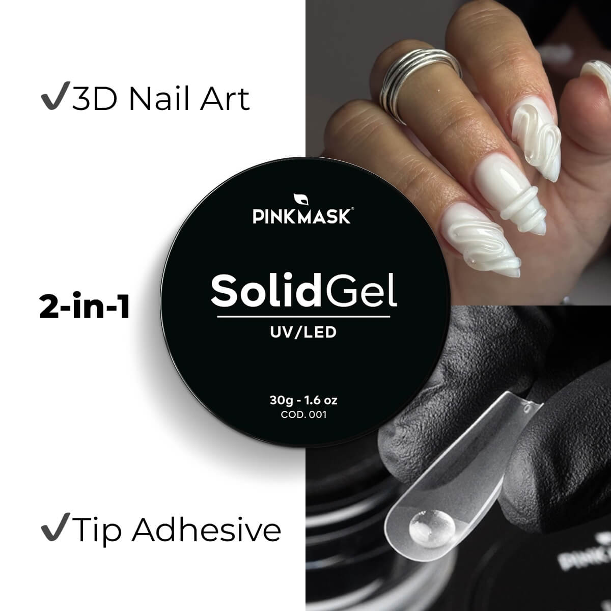 Pink Mask - 3D Solid Gel , Clear