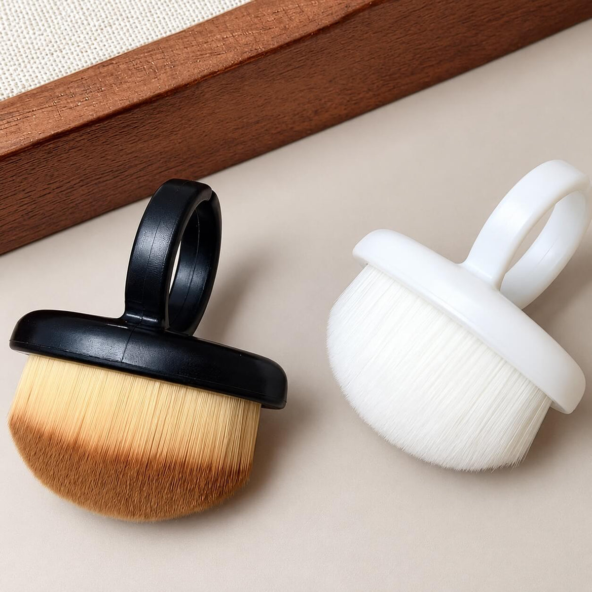 Ring-shaped nail dust remover brush with soft bristles