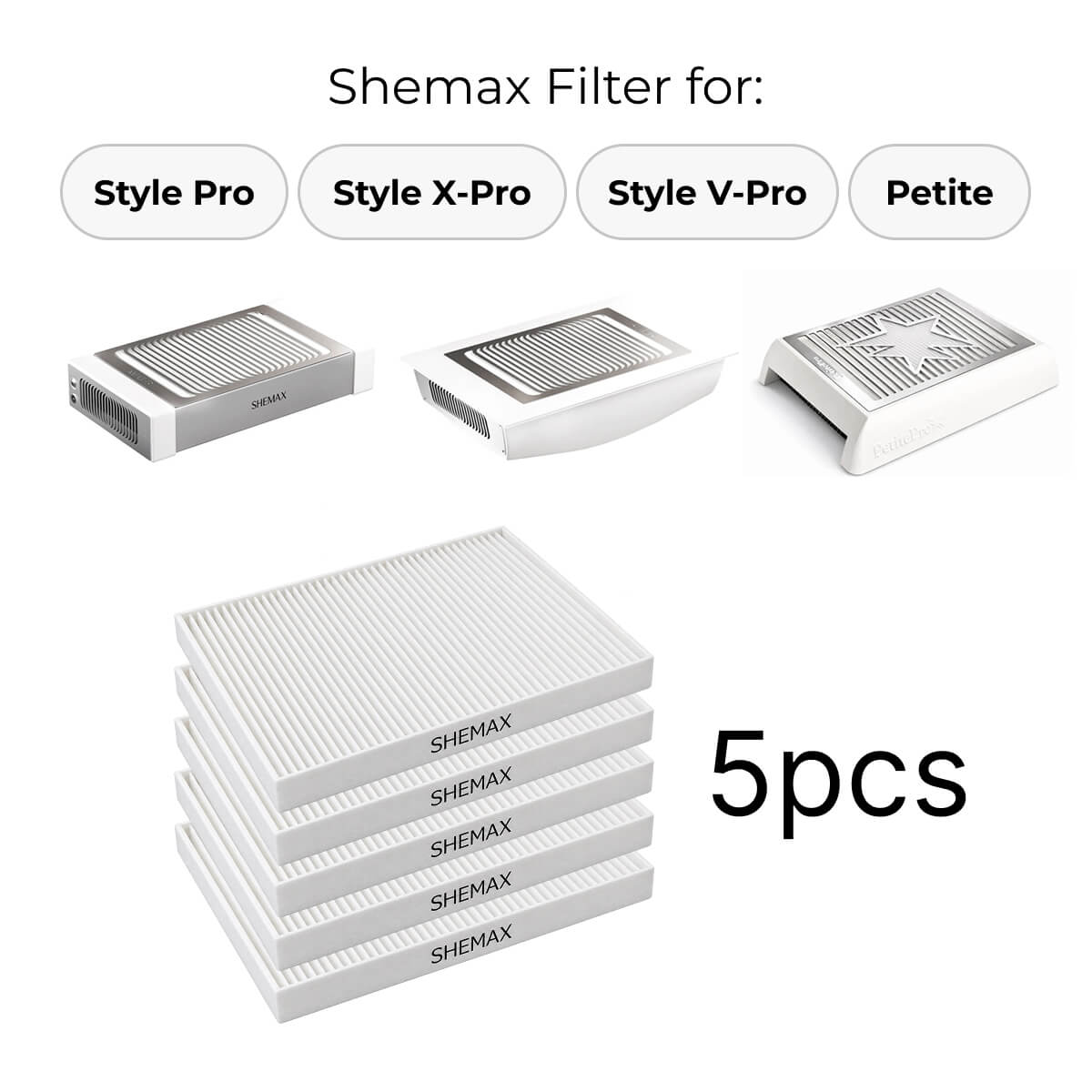 SHEMAX replacement filter for manicure dust extractor (5pcs)
