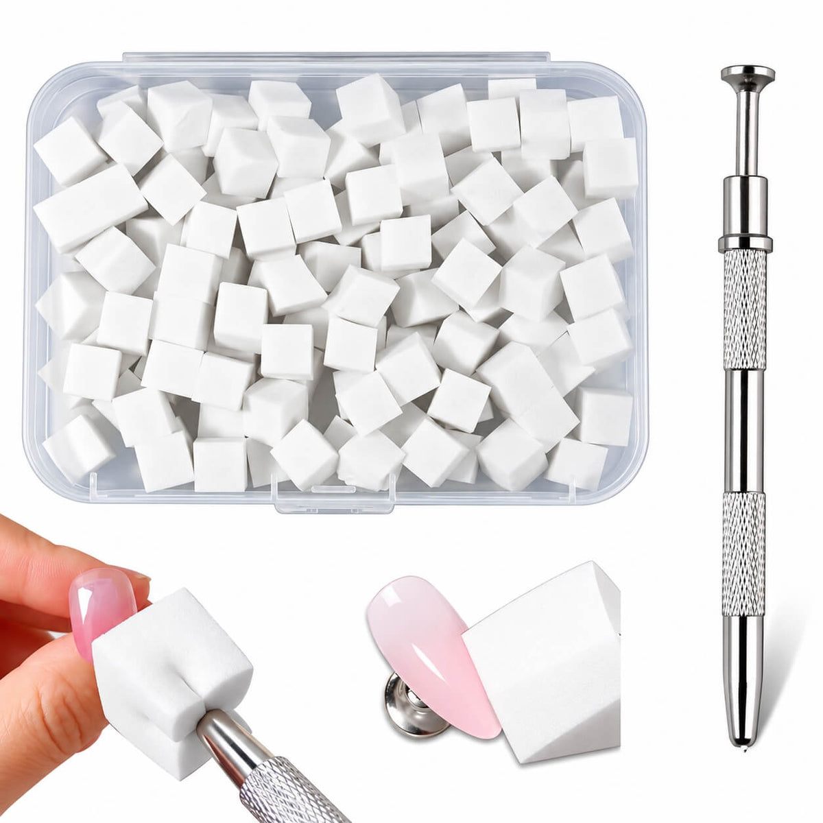 Soft Nail Sponges with Grabbing Pen Ombre and Gradient Nail Art, 100pcs