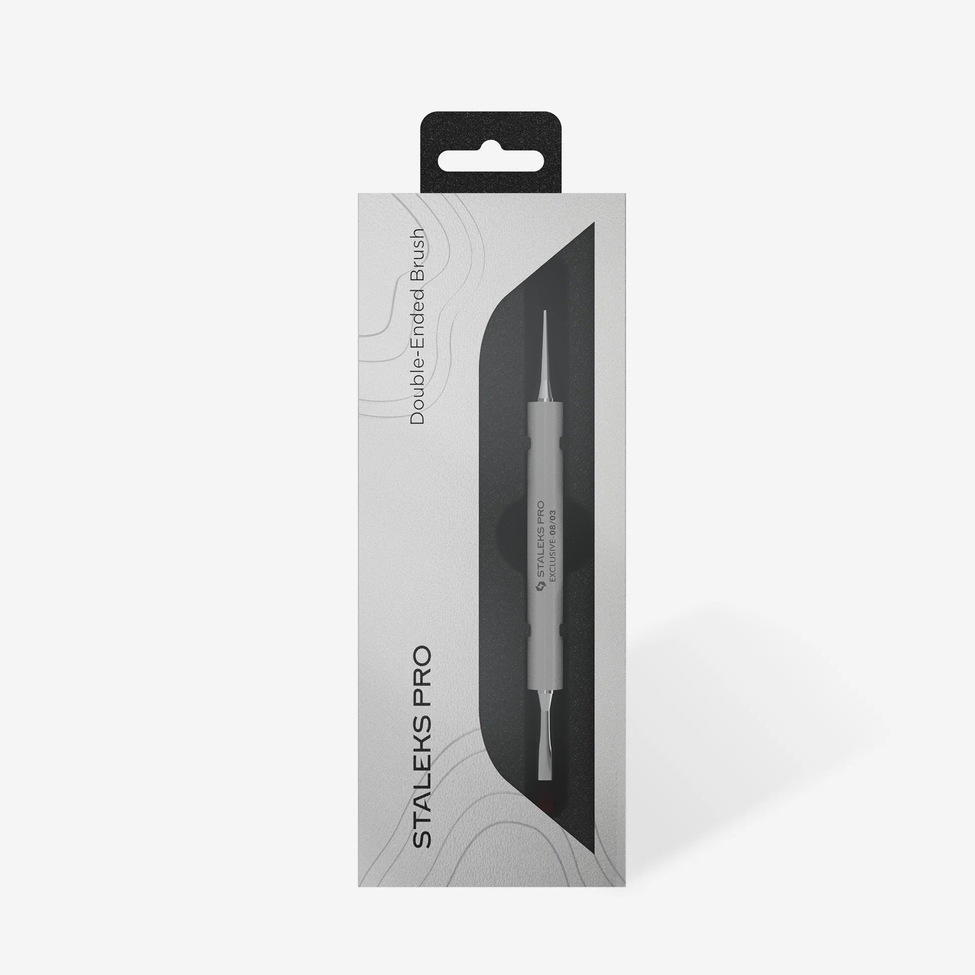 Staleks Exclusive 08/03 Double-Ended Nail Brush — in use leveling builder gel