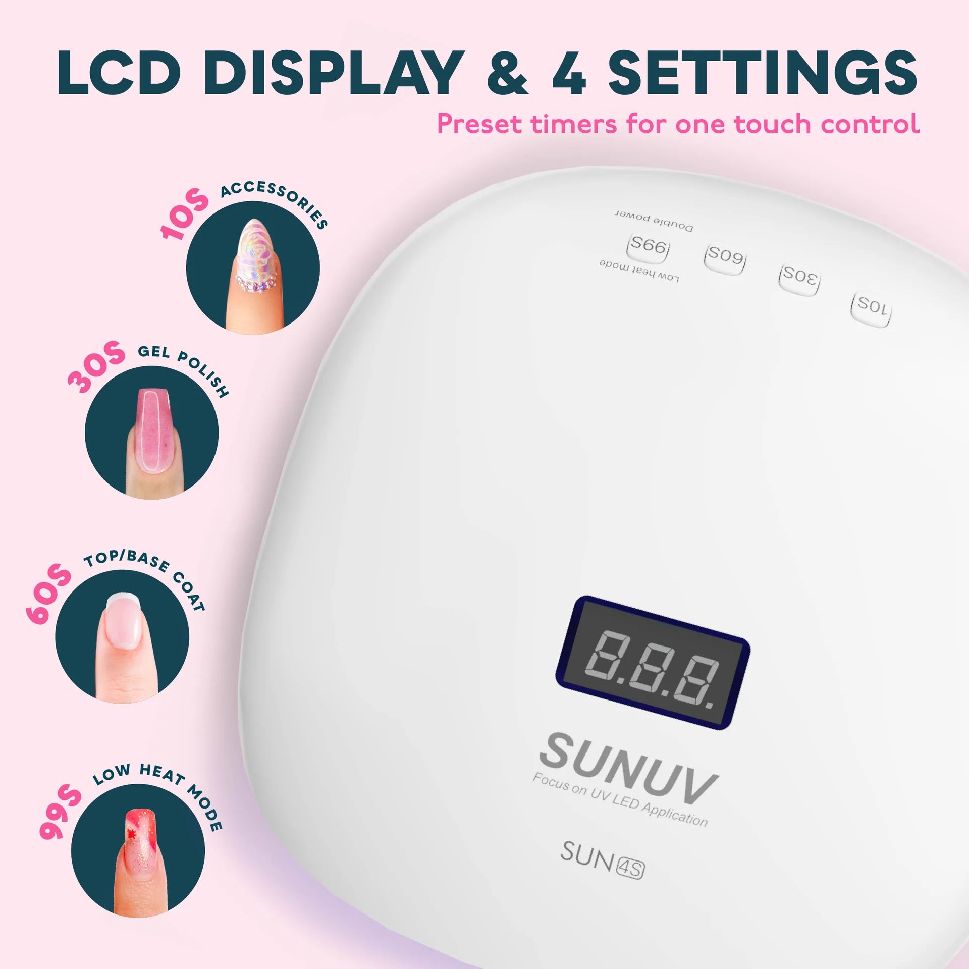 SUN4S pink UV LED nail dryer lamp