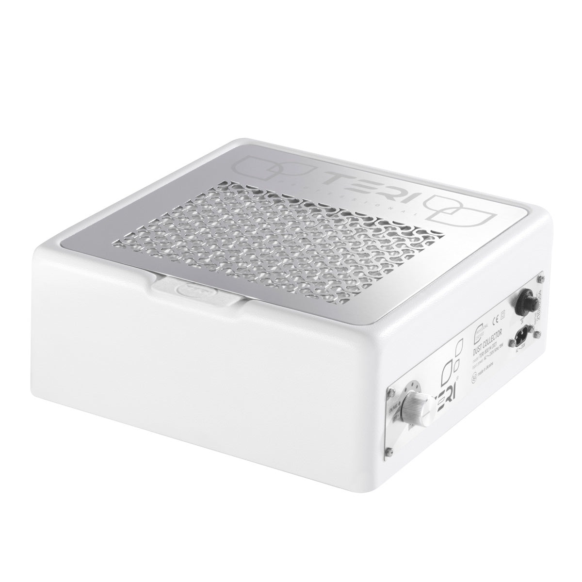 Teri 800 M White (Silver Mesh) — full unit, front view on manicure table