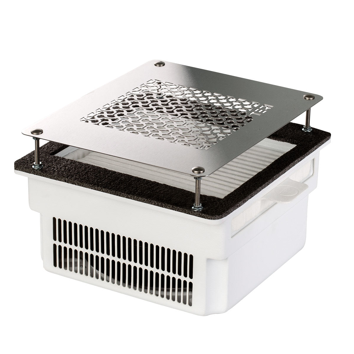 Teri Turbo Built-in White (Silver Mesh) — mounted into manicure table surface