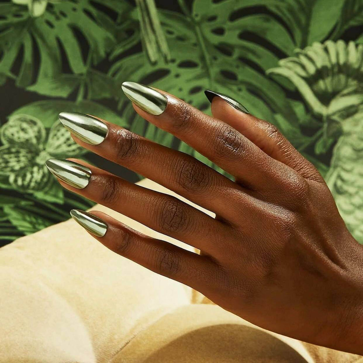 Vegan green mirror chrome nail powder, Sage by The GelBottle