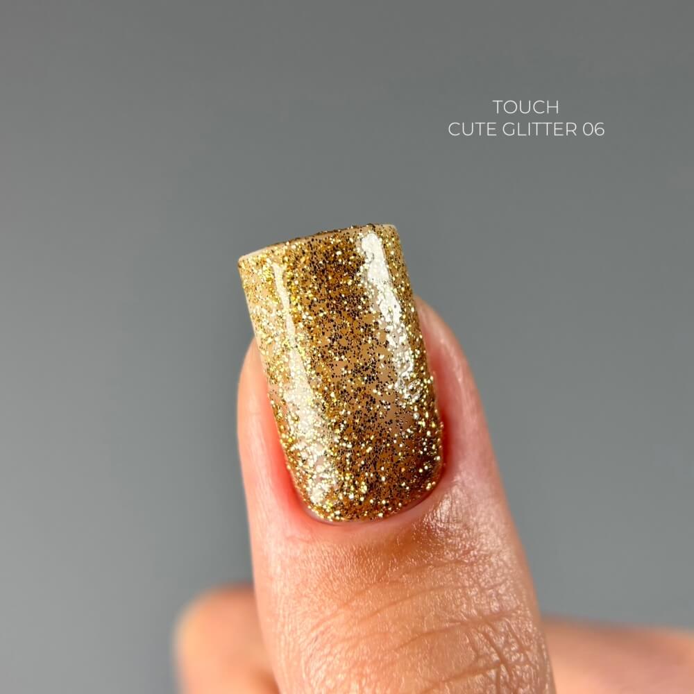 5ml — TOUCH Cute Glitter 6 — French tip design using bronze gold glitter