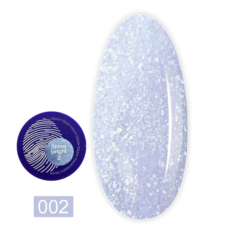 TOUCH Builder Gel Shine Bright 2 — closed bottle, milky sky blue pearl shimmer