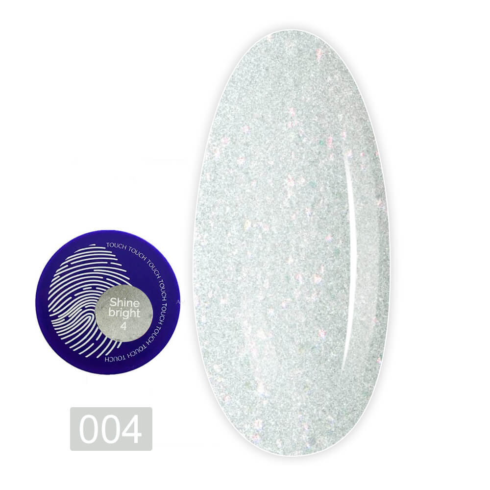 TOUCH Builder Gel Shine Bright 4 — closed bottle, milky white pearl shimmer