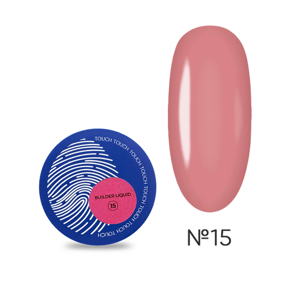 TOUCH Builder Liquid #15 professional coral nail modeling gel in 15ml packaging