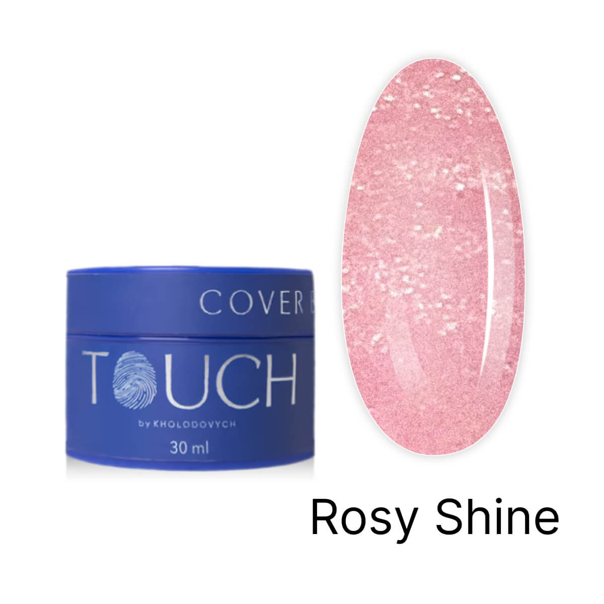 TOUCH Cover Base Rosy Shine, 13ml, pink shimmer closed bottle