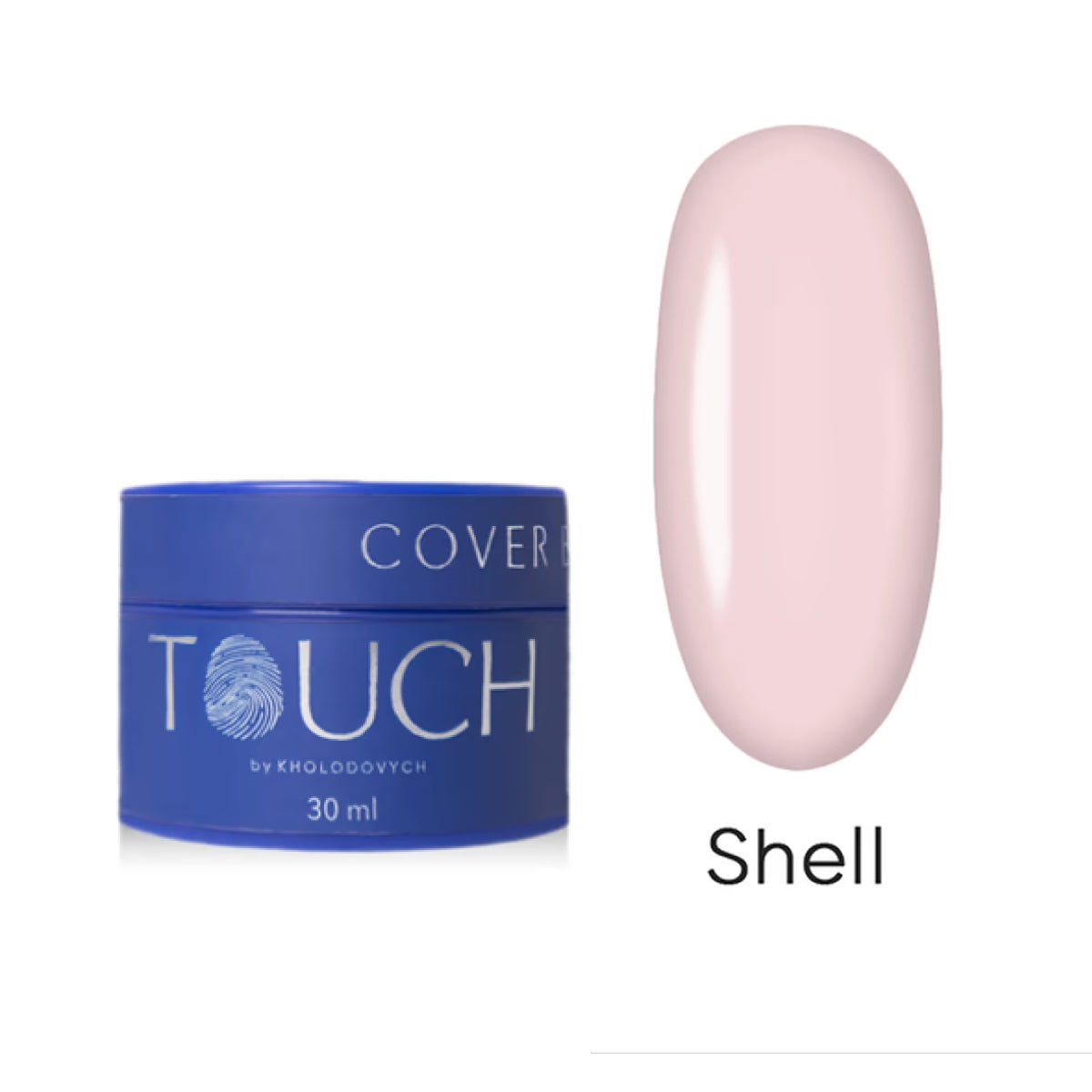 TOUCH Cover Base Shell, 13ml, soft pink shimmer closed bottle