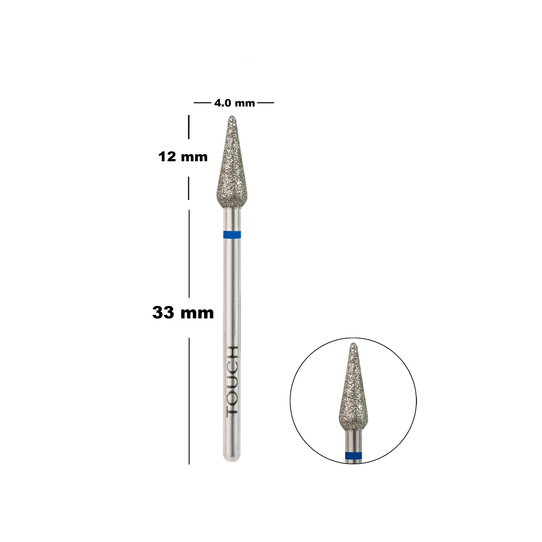 TOUCH - Diamond Drop Nail Drill Bit Blue 4.0 mm