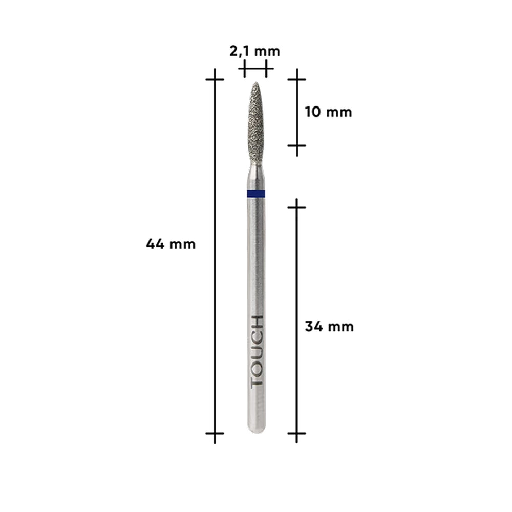 021 — TOUCH Diamond Flame Bit Rounded Tip Blue — cuticle treatment in progress