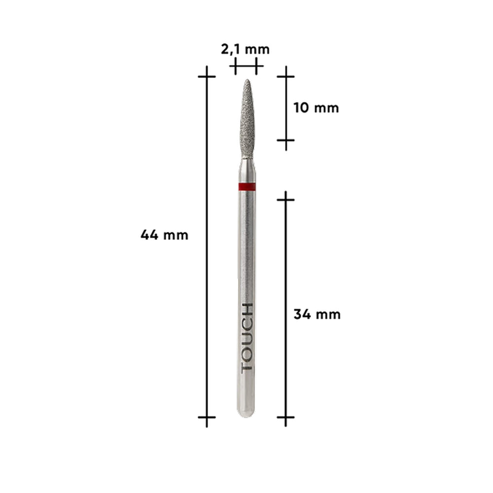 TOUCH Diamond Flame Bit Rounded Tip Red 021 — diamond coating detail