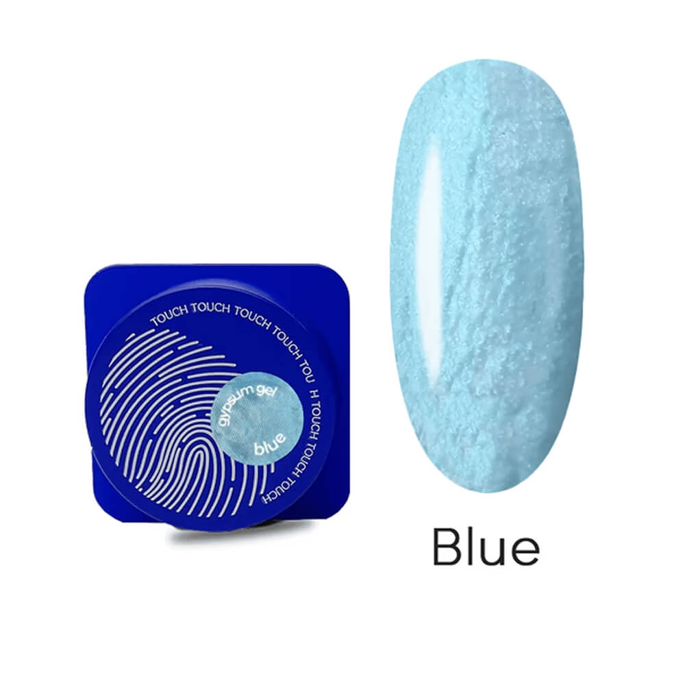 TOUCH Gypsum Gel Blue — closed jar, textured blue gel