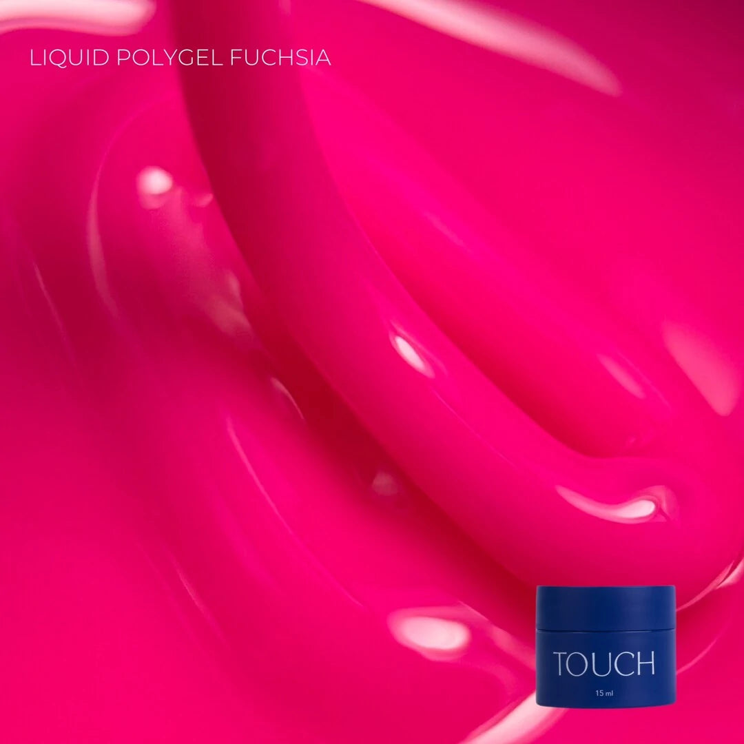 Vibrant purple-fuchsia TOUCH liquid polygel for professional nail modeling