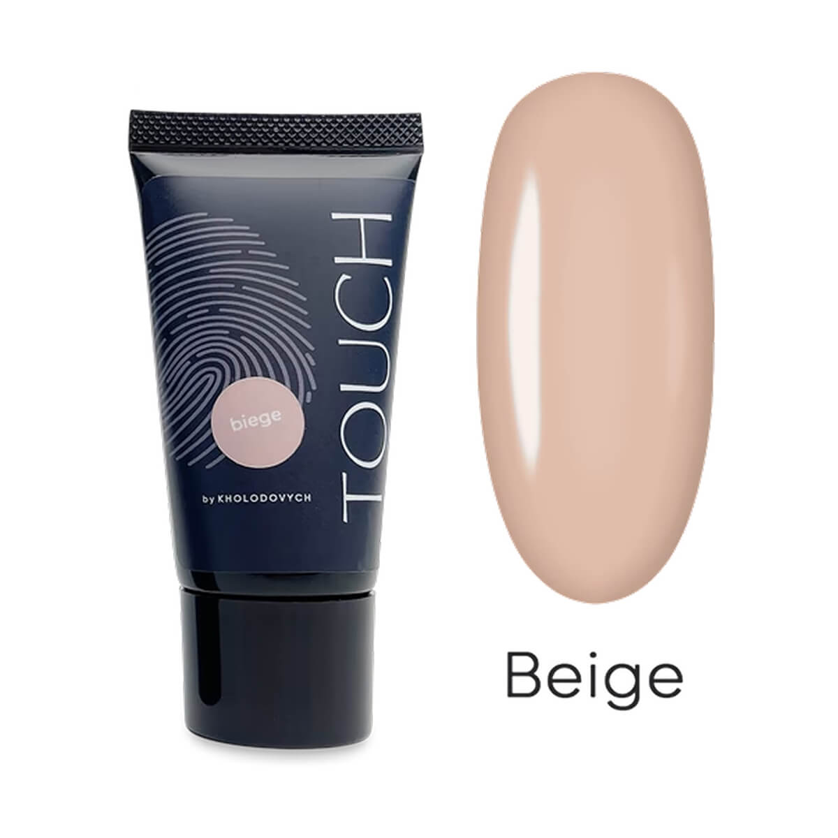Beige TOUCH polygel with controlled self-leveling texture