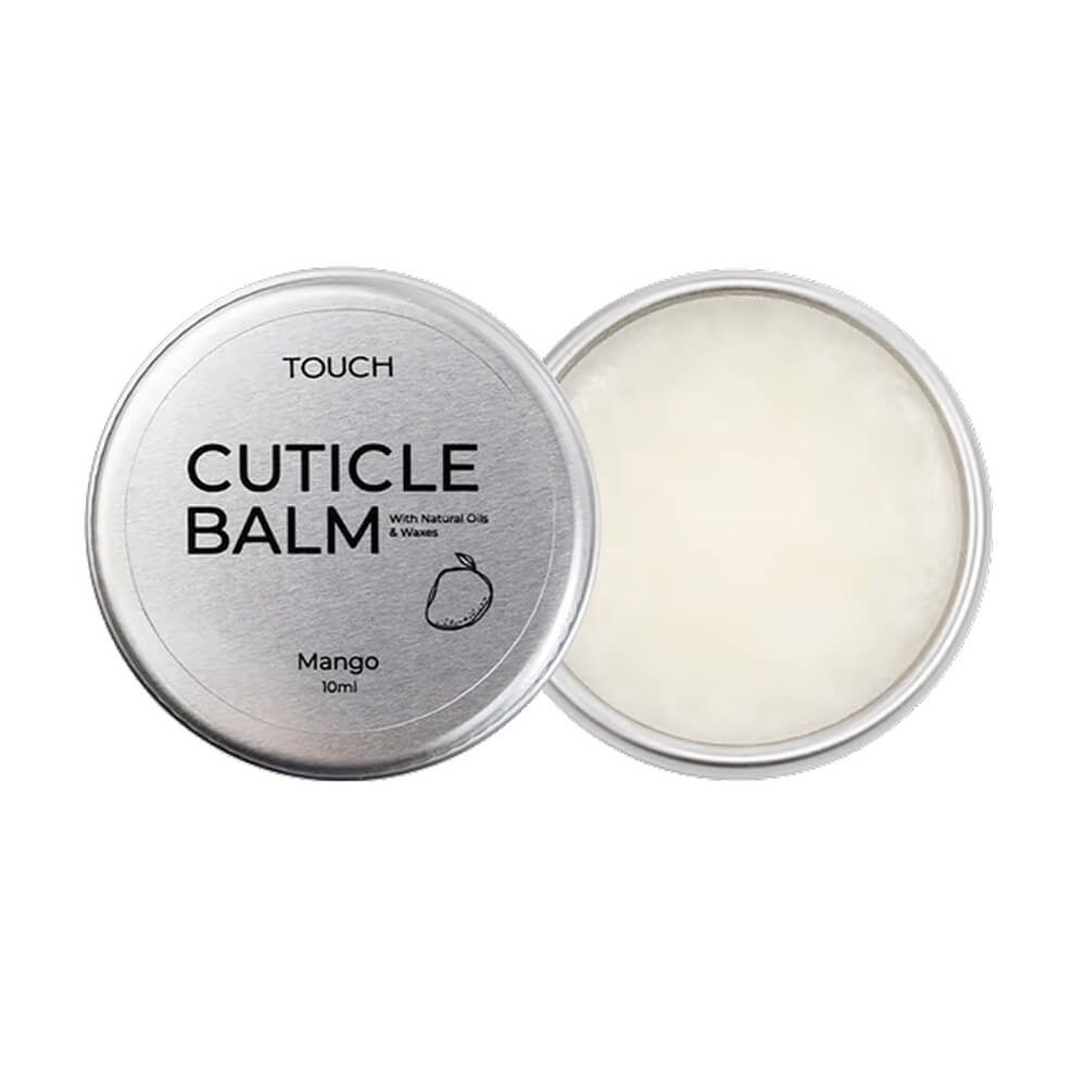 TOUCH Silver Line Cuticle Balm Mango — closed jar, silver premium packaging