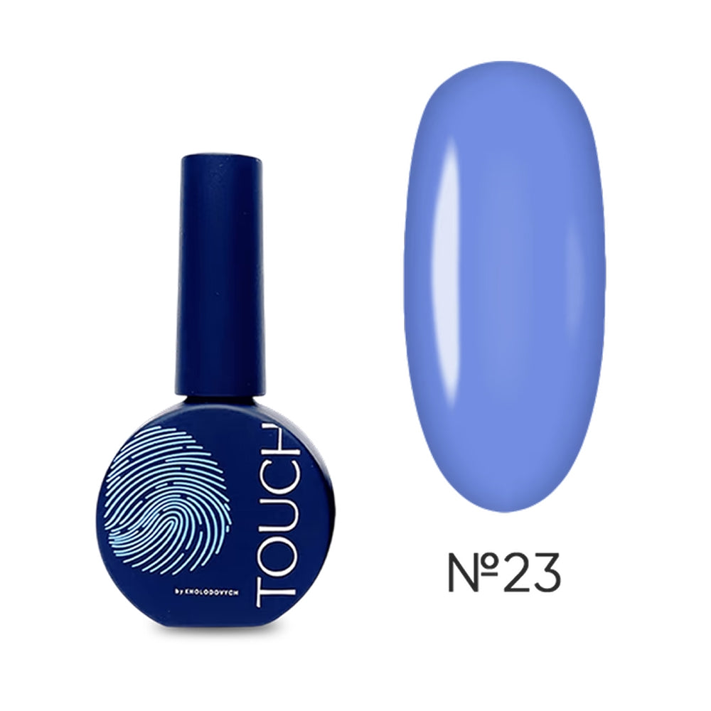 TOUCH Top Cover 23 — bottle paired with a color gel polish