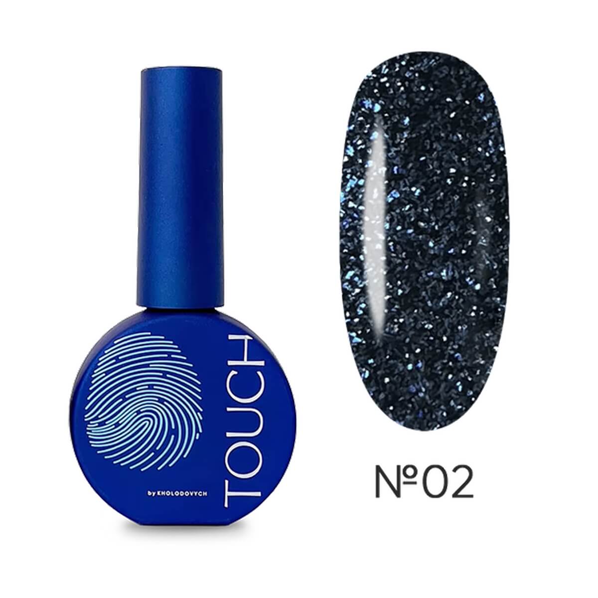 TOUCH Top Mirror 2, 13ml, blue glitter pearlescent closed bottle