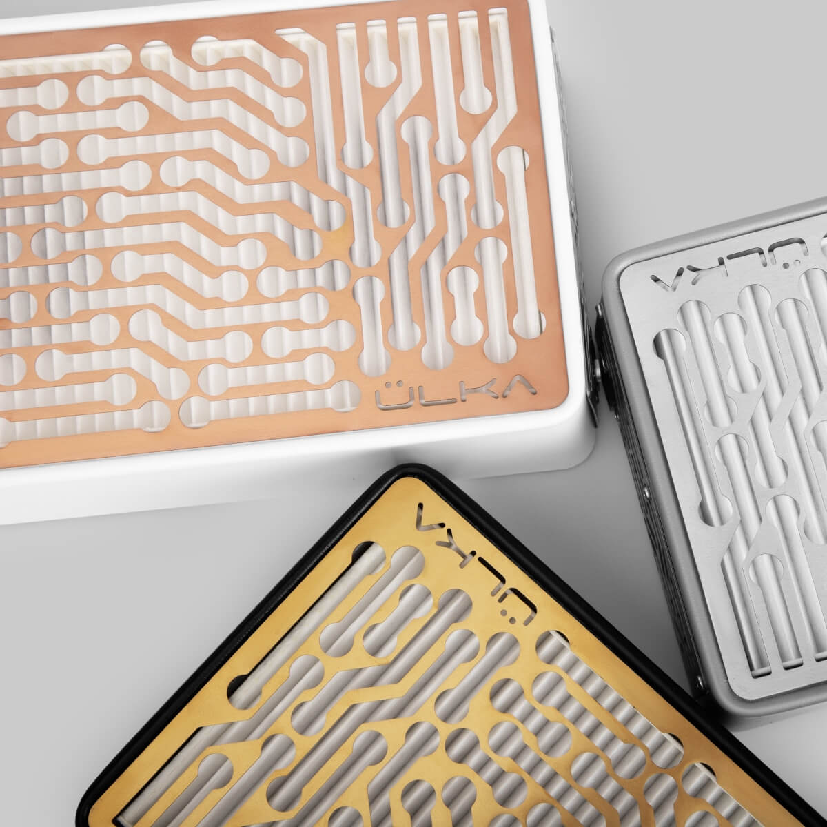 ULKA - Nano White with Pink Gold Grill, Nail Dust Collector