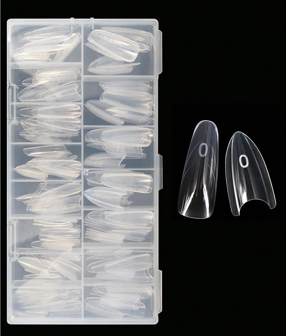 Clear Sandwich Nail Forms in assorted sizes with storage box
