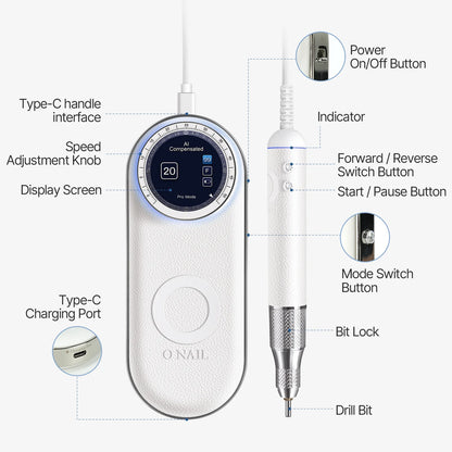 O NAIL AI Precision Pink Nail Drill