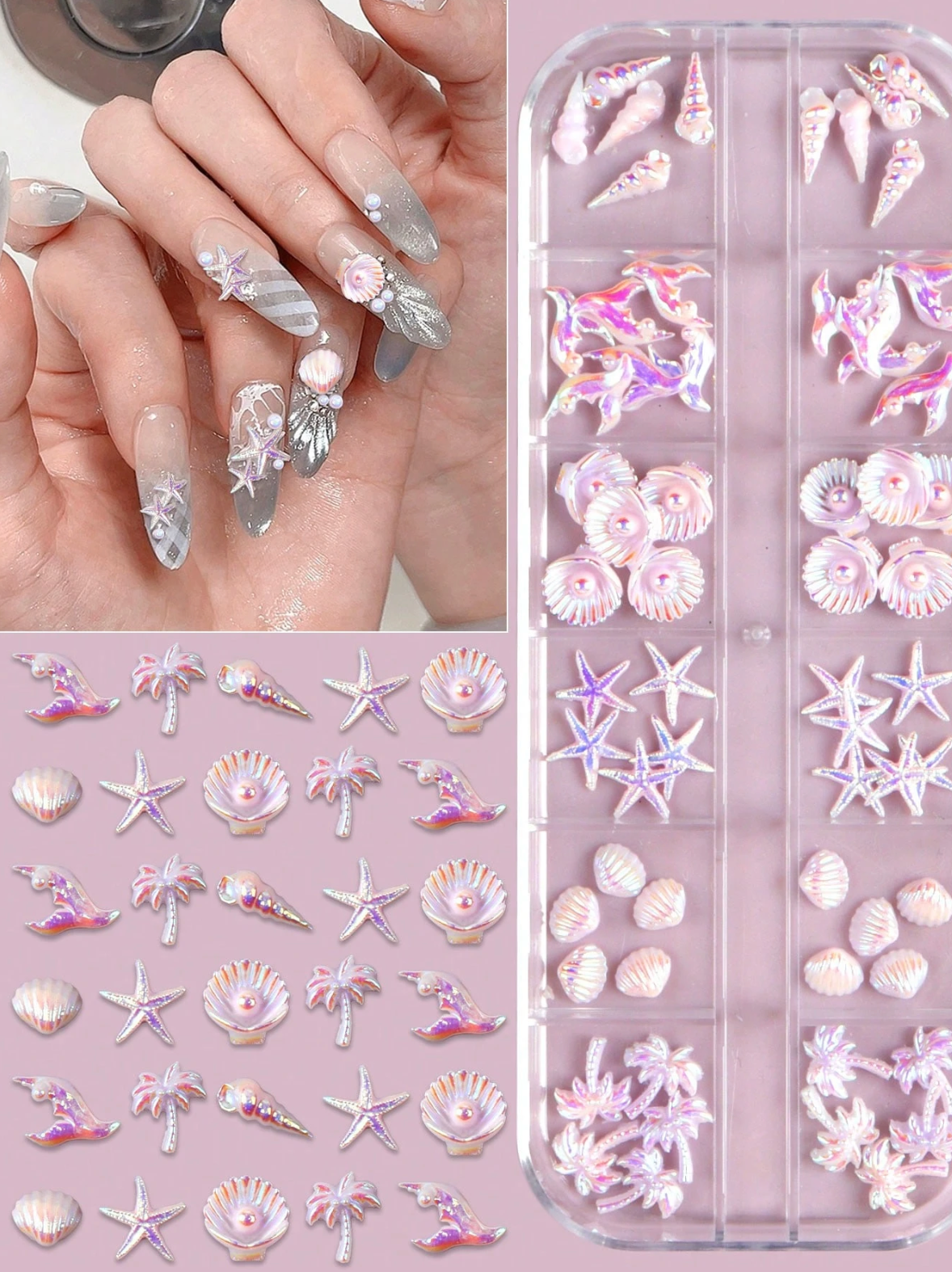 3D Summer Beach Nail Charms Set