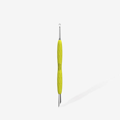 Manicure Pusher With Silicone Handle "Yellow" UNIQ 11 TYPE 2 (Slanted Pusher + Ring) PQ-11/2y STALEKS