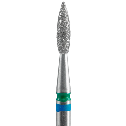STALEKS Diamond Nail Drill Bit DUO Pointed Flame FA11BG021/8, Blue-Green, 2.1/8mm