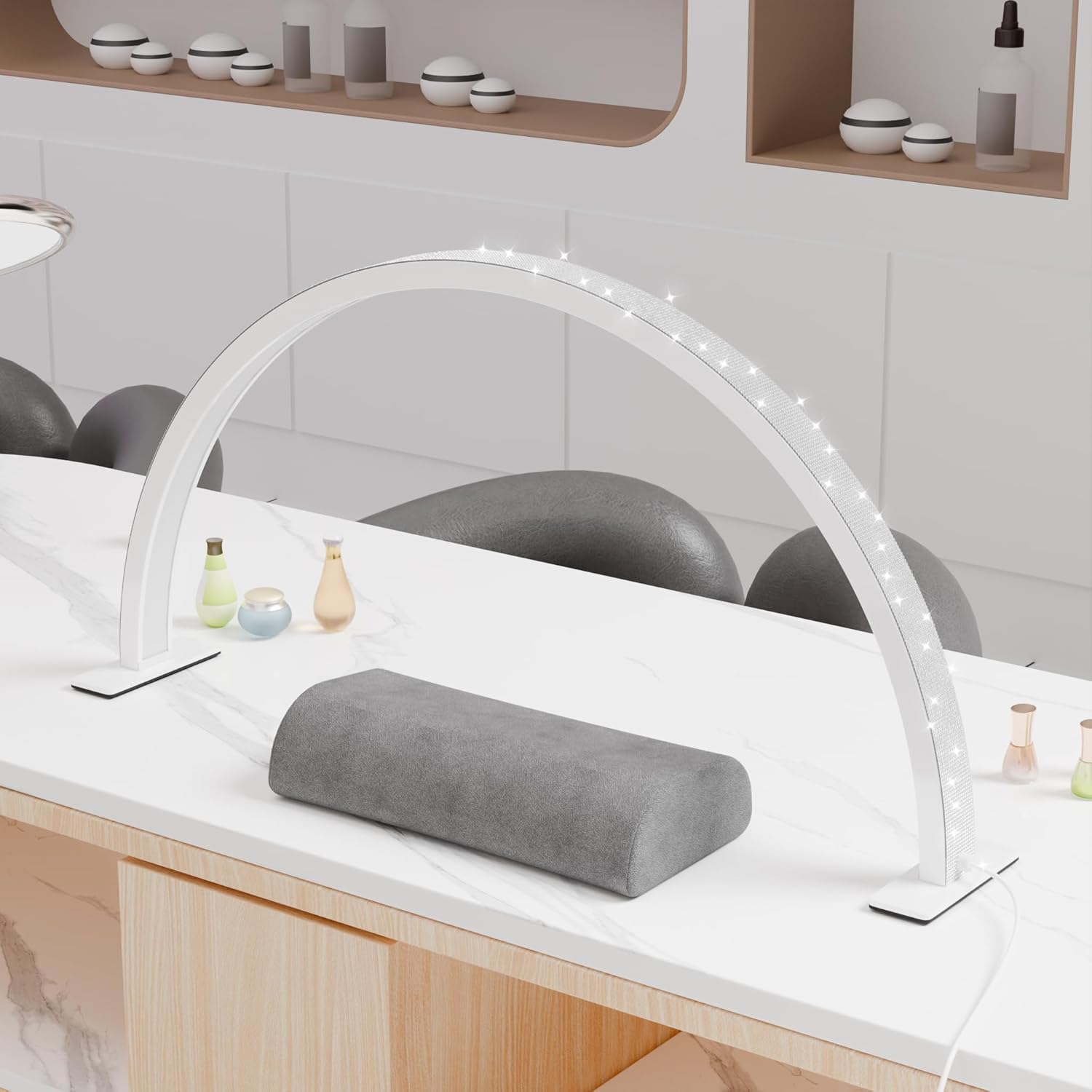 LED Light Desktop Half Moon Nail Desk Lamp Table