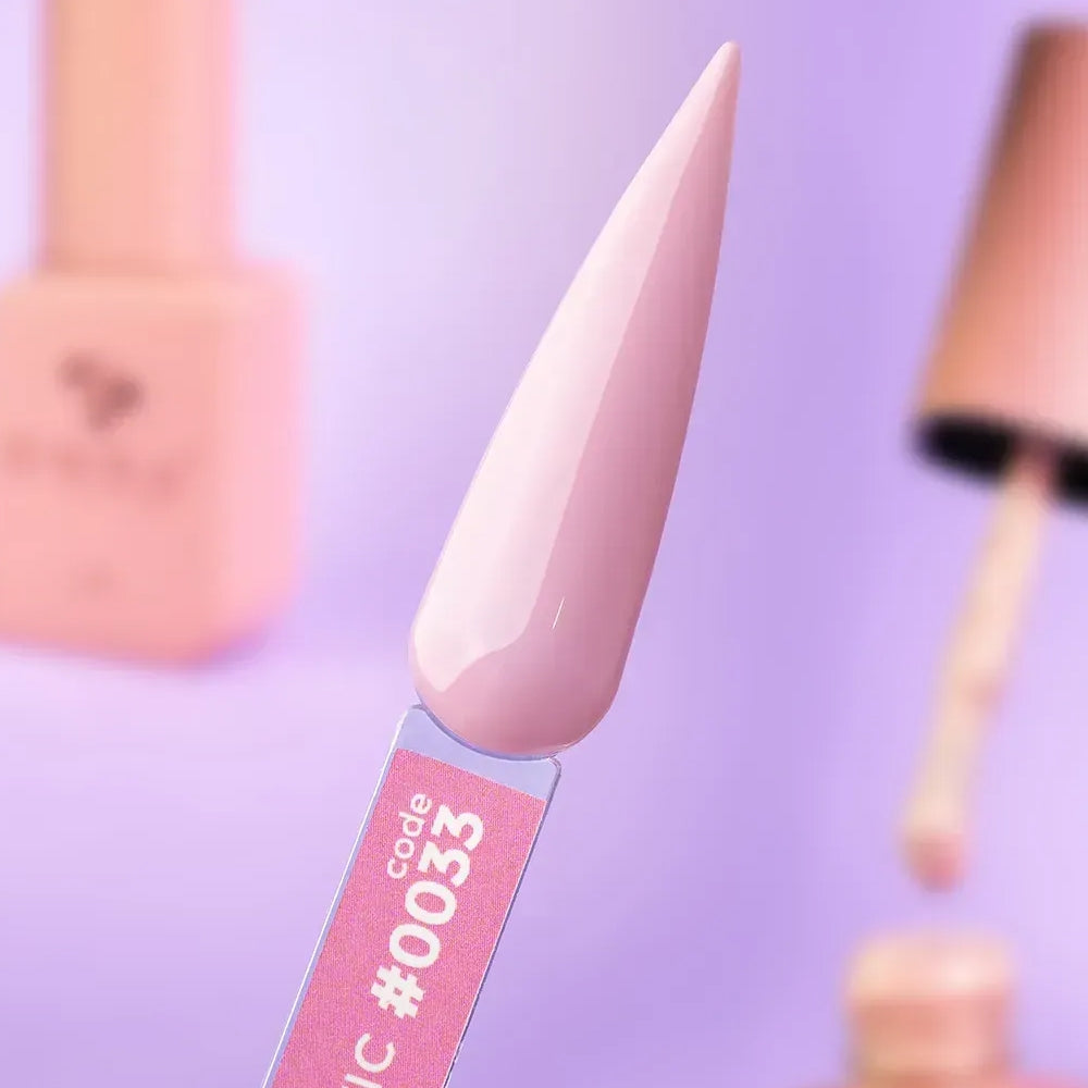 DNKa Cover Base #0033 Esthetic rich lilac gel swatch on nail tip