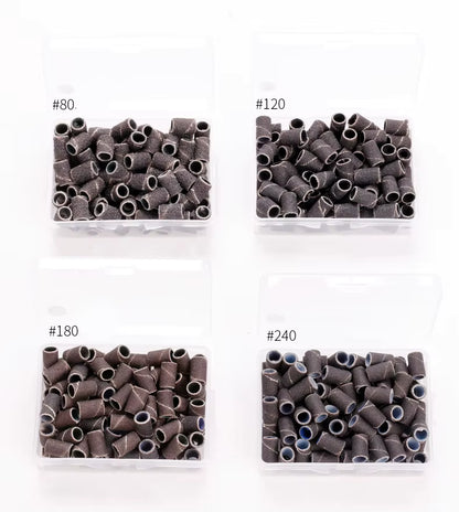 Nail Sanding Ring Bands 80/120/180 Grit Electric Manicure Drill Grinding Heads UV Gel Polish Removal Pedicure Abrasive Tools