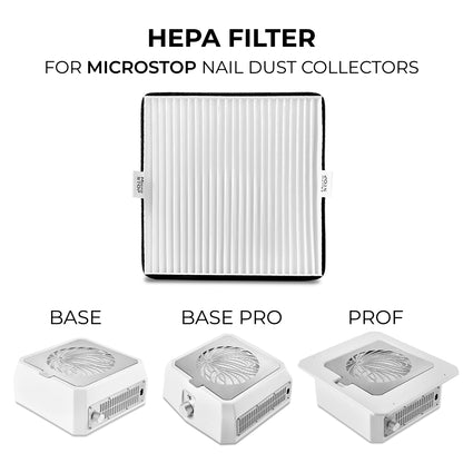 A quality HEPA filter built to trap fine, dispersed dust generated during manicure and pedicure work, keeping it from re-entering the air rather than just moving it around. 