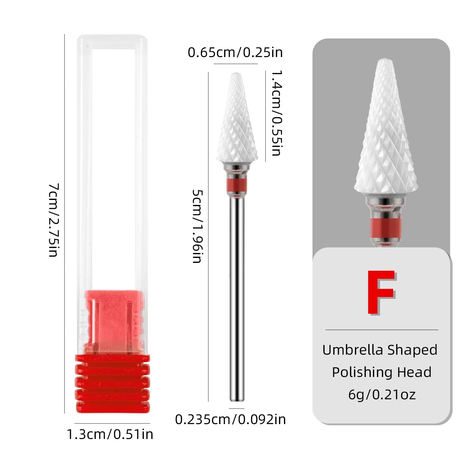 CERAMIC NAIL BIT (Umbrella) Red F #401, 1 PCS